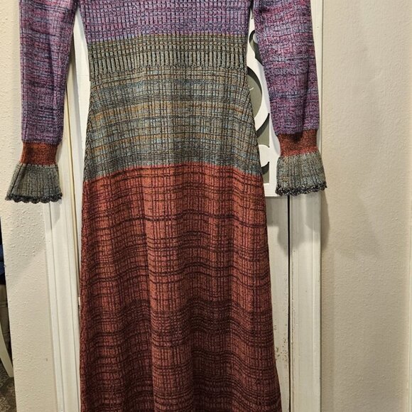 Beautiful SUNDANCE Women's Multi Color Washable Knit Midi Dress size XS - Picture 3 of 8